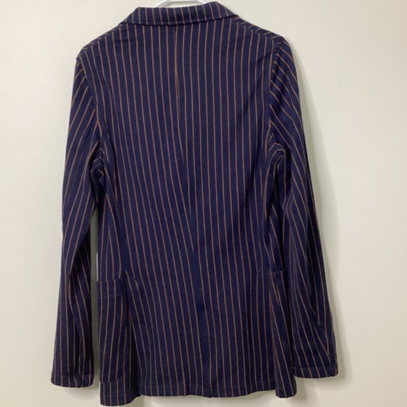 *FLAW* Boglioli Milano Womens Blazer Striped Fitted Medium *Small hole in front - Picture 4 of 11
